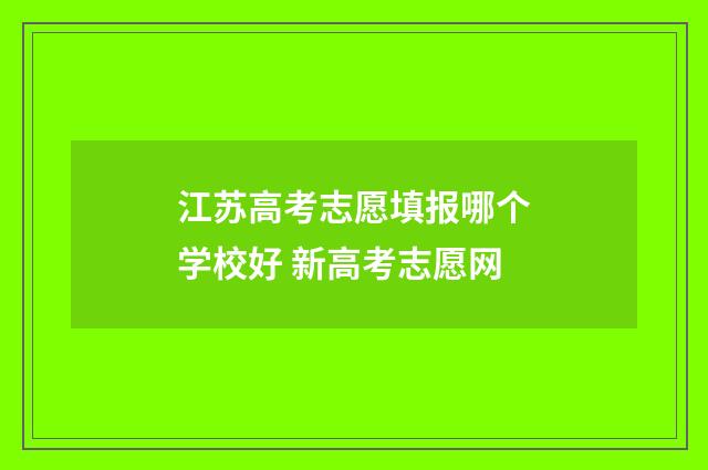 江苏高考志愿填报哪个学校好 新高考志愿网