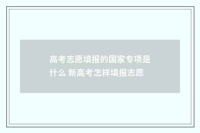 高考志愿填报的国家专项是什么 新高考怎样填报志愿