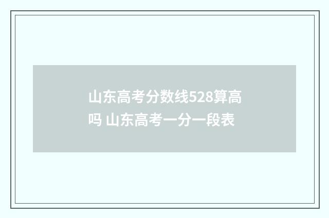 山东高考分数线528算高吗 山东高考一分一段表