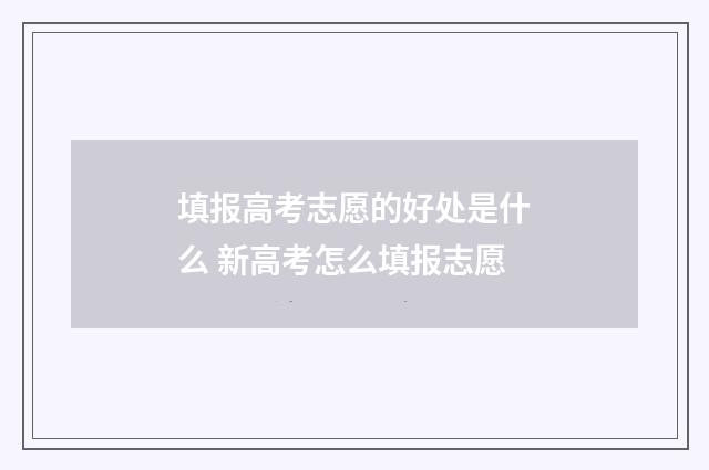 填报高考志愿的好处是什么 新高考怎么填报志愿