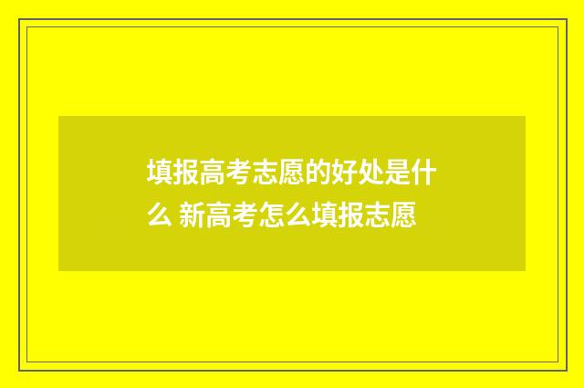 填报高考志愿的好处是什么 新高考怎么填报志愿