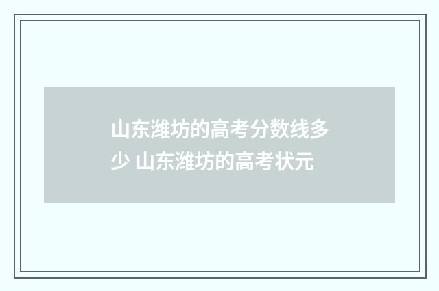 山东潍坊的高考分数线多少 山东潍坊的高考状元