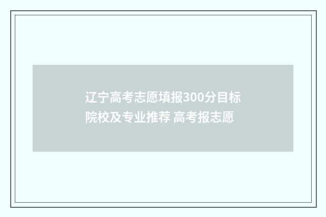 辽宁高考志愿填报300分目标院校及专业推荐 高考报志愿