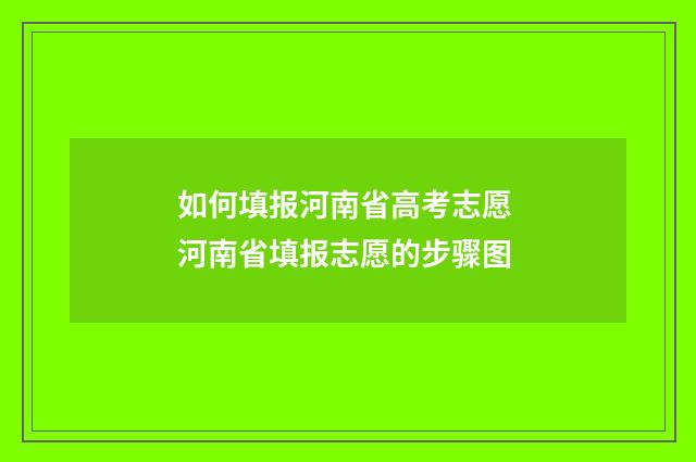 如何填报河南省高考志愿 河南省填报志愿的步骤图