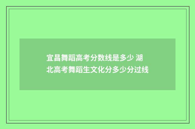 宜昌舞蹈高考分数线是多少 湖北高考舞蹈生文化分多少分过线