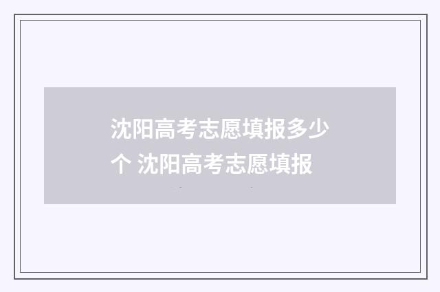 沈阳高考志愿填报多少个 沈阳高考志愿填报