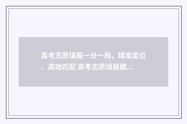 高考志愿填报一分一档，精准定位、高效匹配 高考志愿填报模板