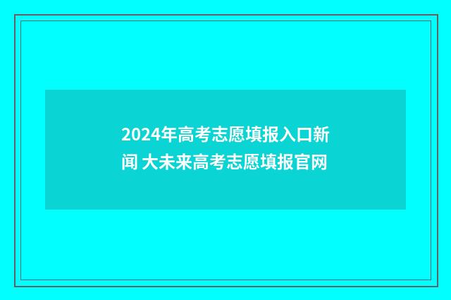 2024年高考志愿填报入口新闻 大未来高考志愿填报官网