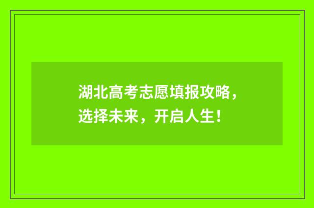 湖北高考志愿填报攻略，选择未来，开启人生！