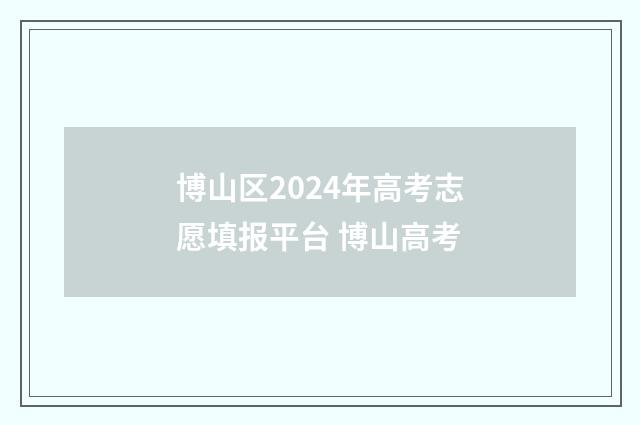 博山区2024年高考志愿填报平台 博山高考
