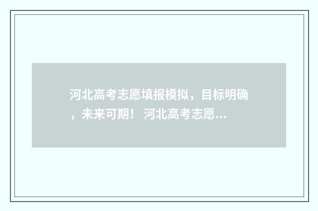 河北高考志愿填报模拟，目标明确，未来可期！ 河北高考志愿填报表范本