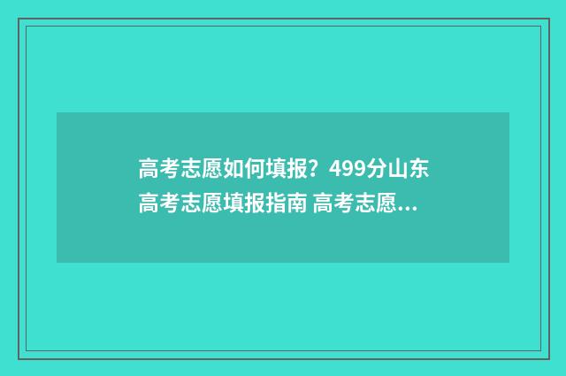 高考志愿如何填报？499分山东高考志愿填报指南 高考志愿如何填报冲,稳,保