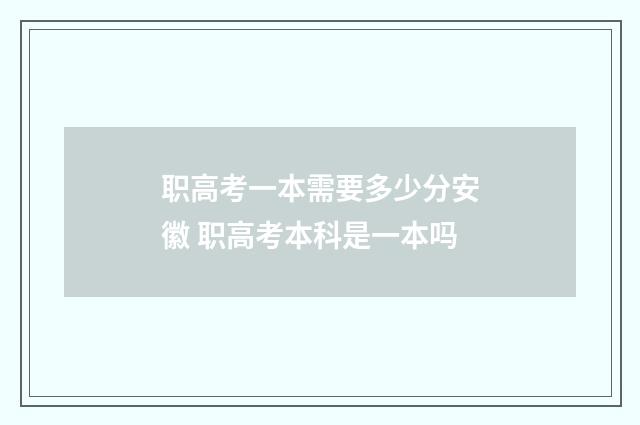 职高考一本需要多少分安徽 职高考本科是一本吗