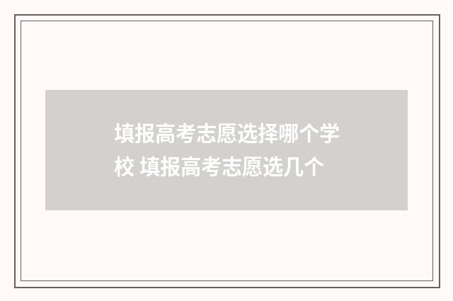 填报高考志愿选择哪个学校 填报高考志愿选几个