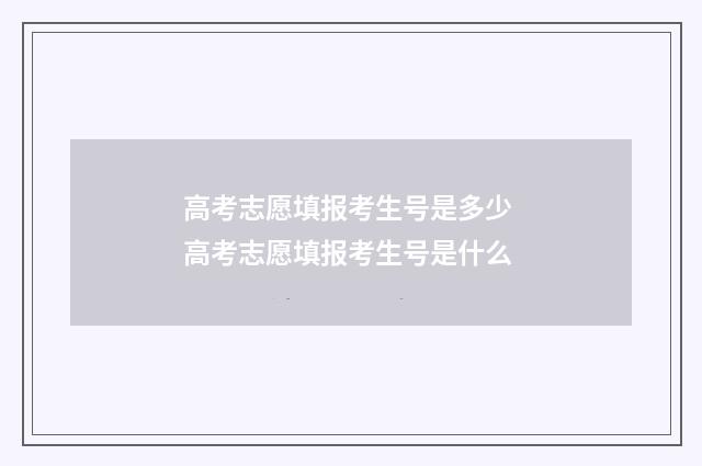 高考志愿填报考生号是多少 高考志愿填报考生号是什么