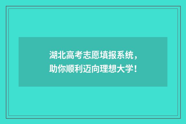 湖北高考志愿填报系统，助你顺利迈向理想大学！