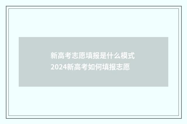 新高考志愿填报是什么模式 2024新高考如何填报志愿