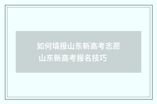 如何填报山东新高考志愿 山东新高考报名技巧