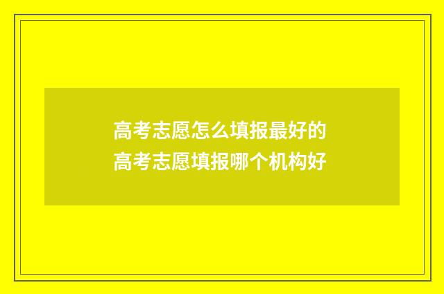 高考志愿怎么填报最好的 高考志愿填报哪个机构好