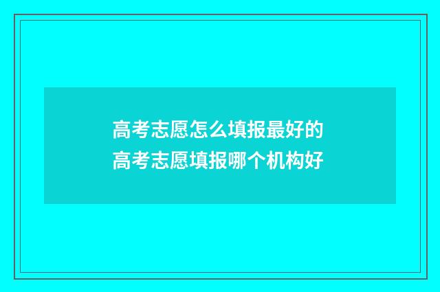 高考志愿怎么填报最好的 高考志愿填报哪个机构好