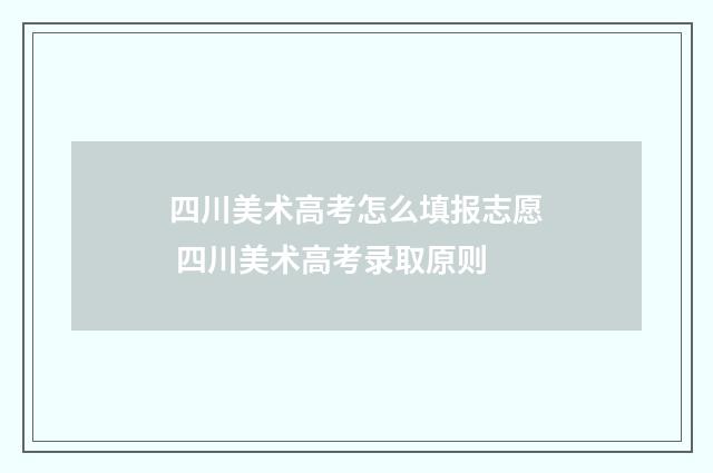 四川美术高考怎么填报志愿 四川美术高考录取原则