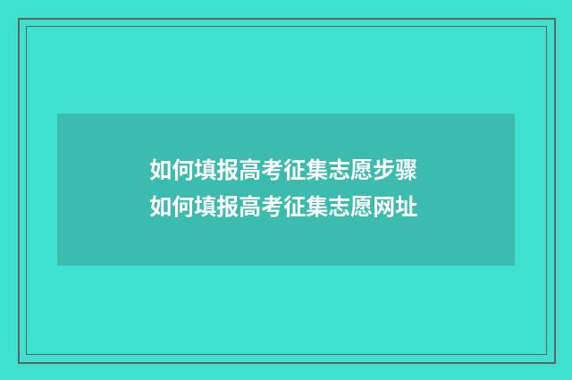 如何填报高考征集志愿步骤 如何填报高考征集志愿网址