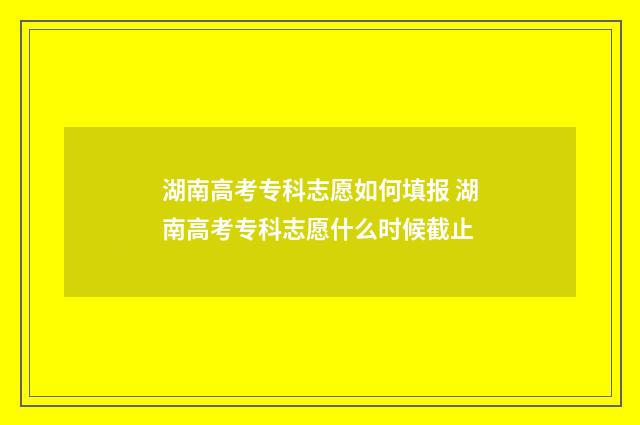 湖南高考专科志愿如何填报 湖南高考专科志愿什么时候截止