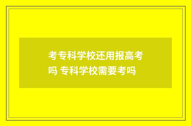 考专科学校还用报高考吗 专科学校需要考吗