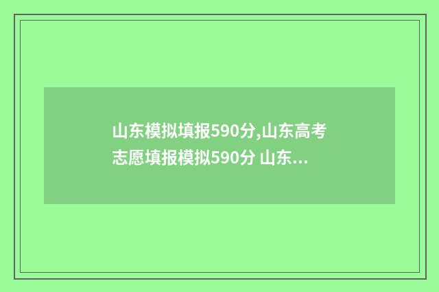 山东模拟填报590分,山东高考志愿填报模拟590分 山东模拟填报志愿时间