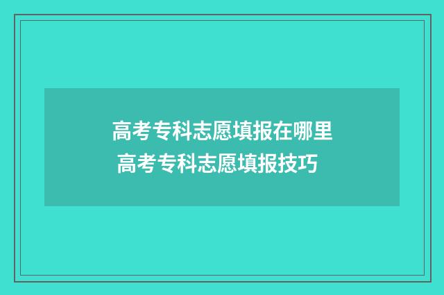 高考专科志愿填报在哪里 高考专科志愿填报技巧