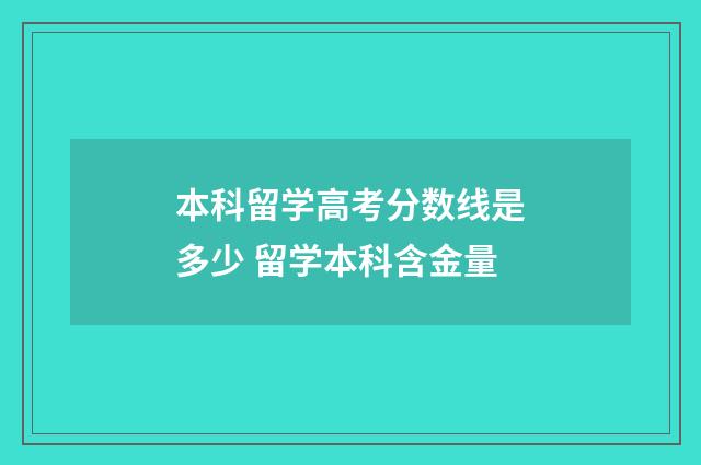 本科留学高考分数线是多少 留学本科含金量
