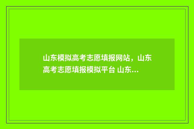 山东模拟高考志愿填报网站，山东高考志愿填报模拟平台 山东模拟高考志远填报