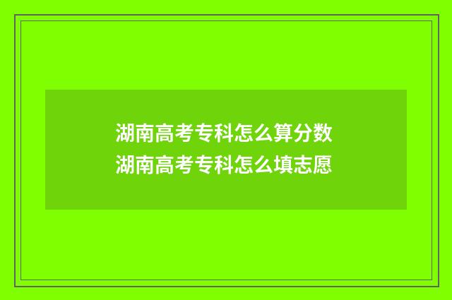 湖南高考专科怎么算分数 湖南高考专科怎么填志愿