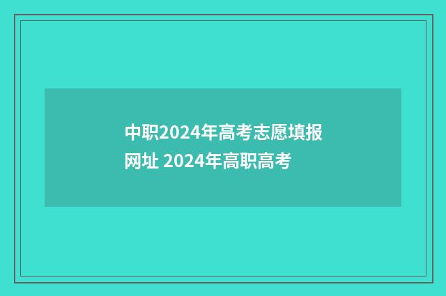 中职2024年高考志愿填报网址 2024年高职高考