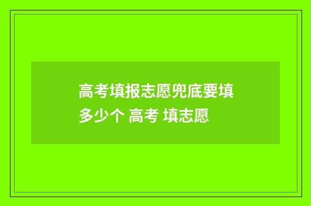 高考填报志愿兜底要填多少个 高考 填志愿