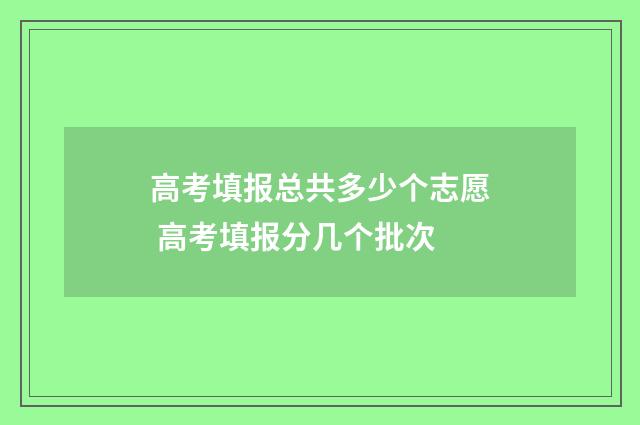 高考填报总共多少个志愿 高考填报分几个批次