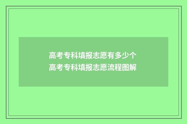高考专科填报志愿有多少个 高考专科填报志愿流程图解