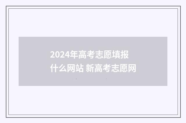 2024年高考志愿填报什么网站 新高考志愿网