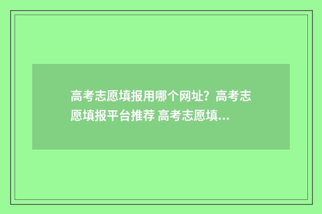 高考志愿填报用哪个网址？高考志愿填报平台推荐 高考志愿填报用手机可以填吗