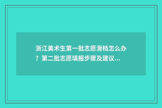 浙江美术生第一批志愿滑档怎么办？第二批志愿填报步骤及建议 浙江美术生第一批未录取怎么办