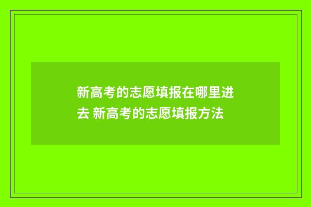 新高考的志愿填报在哪里进去 新高考的志愿填报方法
