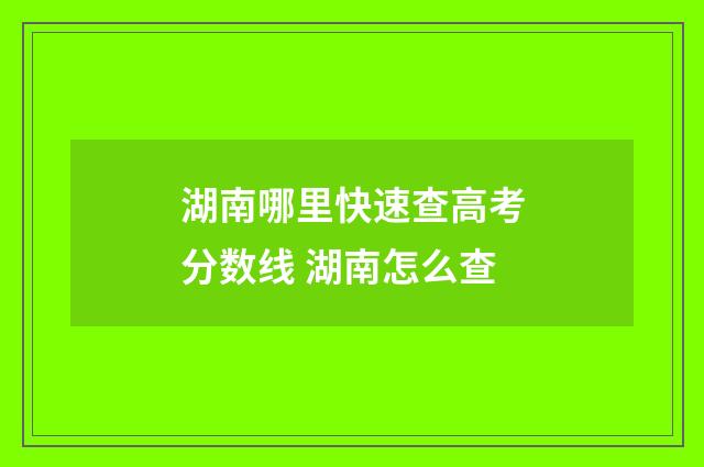 湖南哪里快速查高考分数线 湖南怎么查