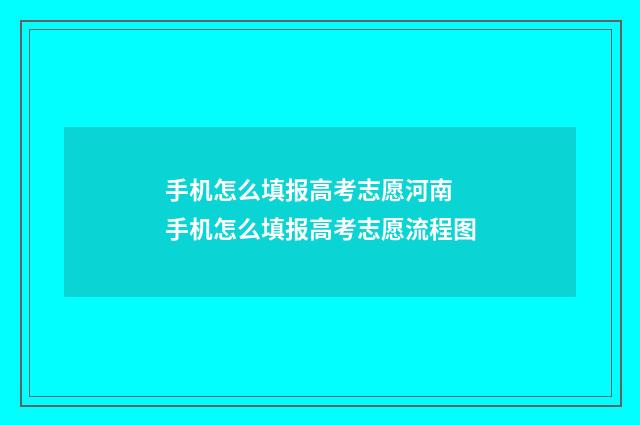 手机怎么填报高考志愿河南 手机怎么填报高考志愿流程图