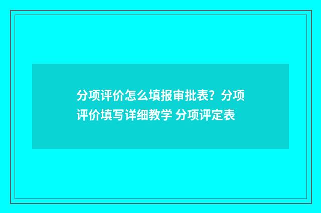 分项评价怎么填报审批表？分项评价填写详细教学 分项评定表