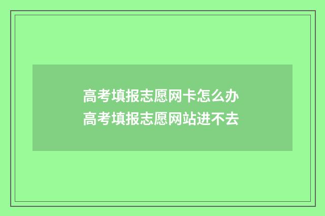 高考填报志愿网卡怎么办 高考填报志愿网站进不去