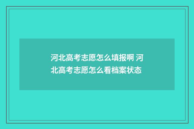 河北高考志愿怎么填报啊 河北高考志愿怎么看档案状态