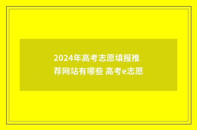 2024年高考志愿填报推荐网站有哪些 高考e志愿