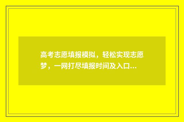 高考志愿填报模拟，轻松实现志愿梦，一网打尽填报时间及入口 高考志愿填报模板
