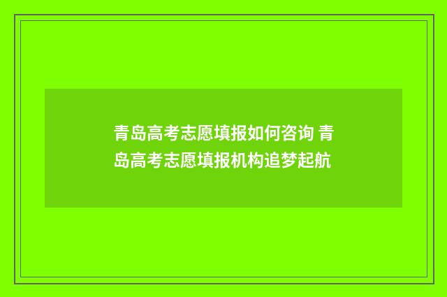 青岛高考志愿填报如何咨询 青岛高考志愿填报机构追梦起航