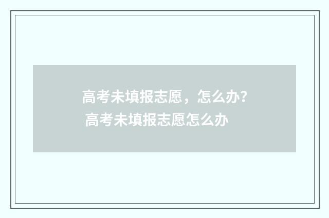高考未填报志愿，怎么办？ 高考未填报志愿怎么办